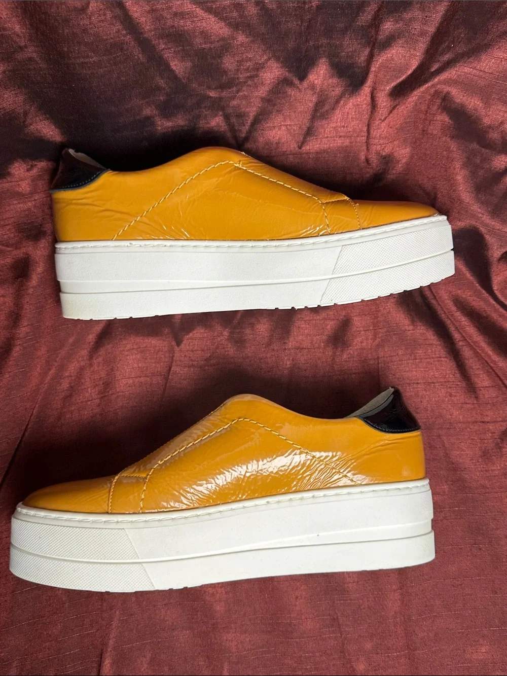 ✨🍋 Bos & Co Patent Yellow Slip-On Platform Sneakers Sz 38 EU ✨🍋